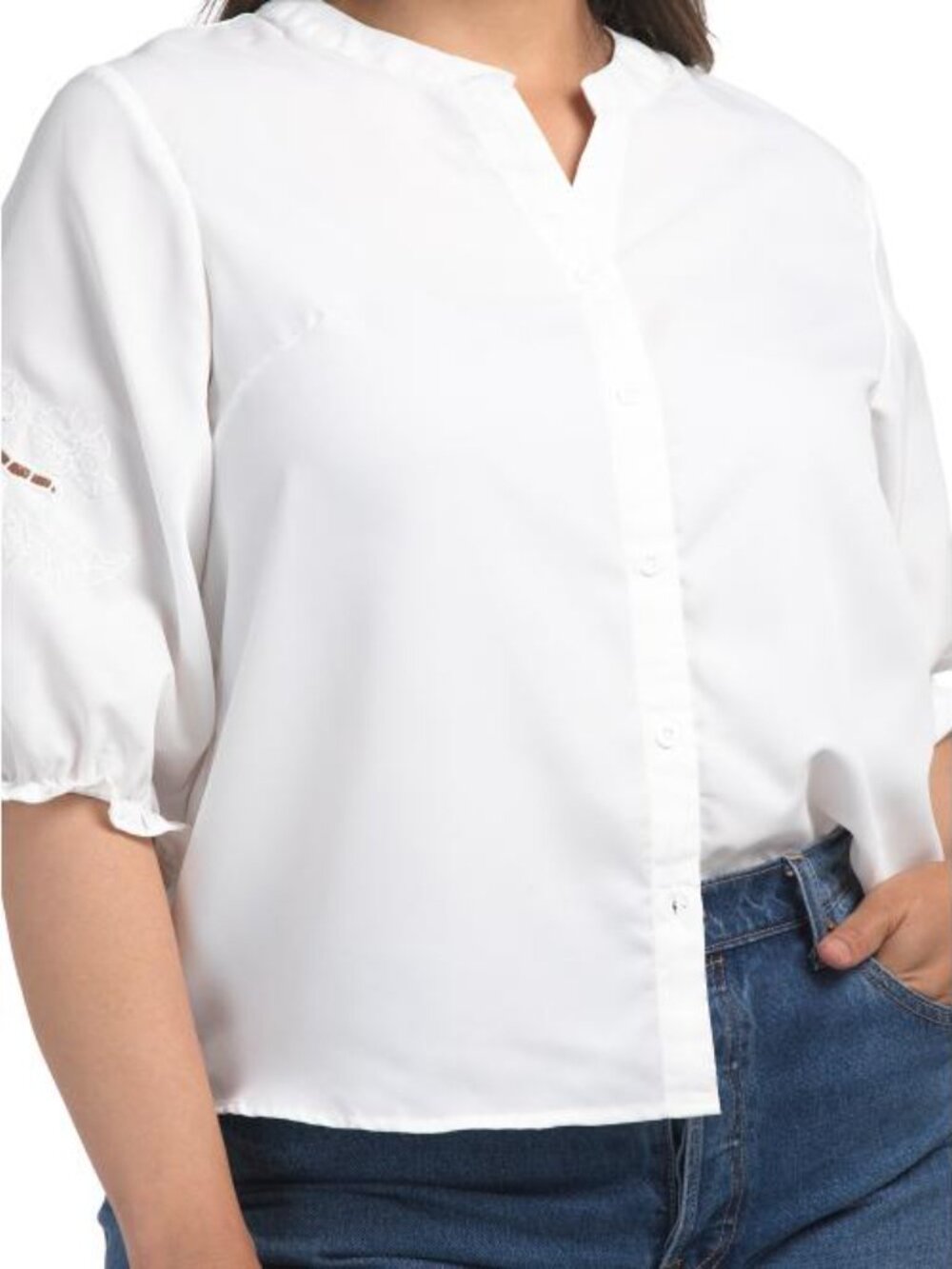 LIV LOS ANGELES Plus Button Front Tunic Blouse - Picture 3 of 5